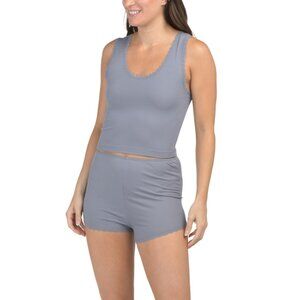 ESSENTIALS Slate Heather Pajama Top And Shorts Set